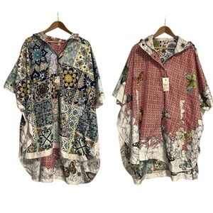 NWT JOHNNY WAS Reversible Butterfly Oversized Rain Poncho Top Jacket, Size SMALL